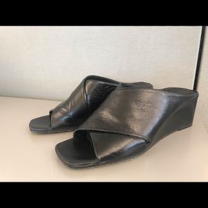 ZARA Leather Criss-cross Wedge Sandal